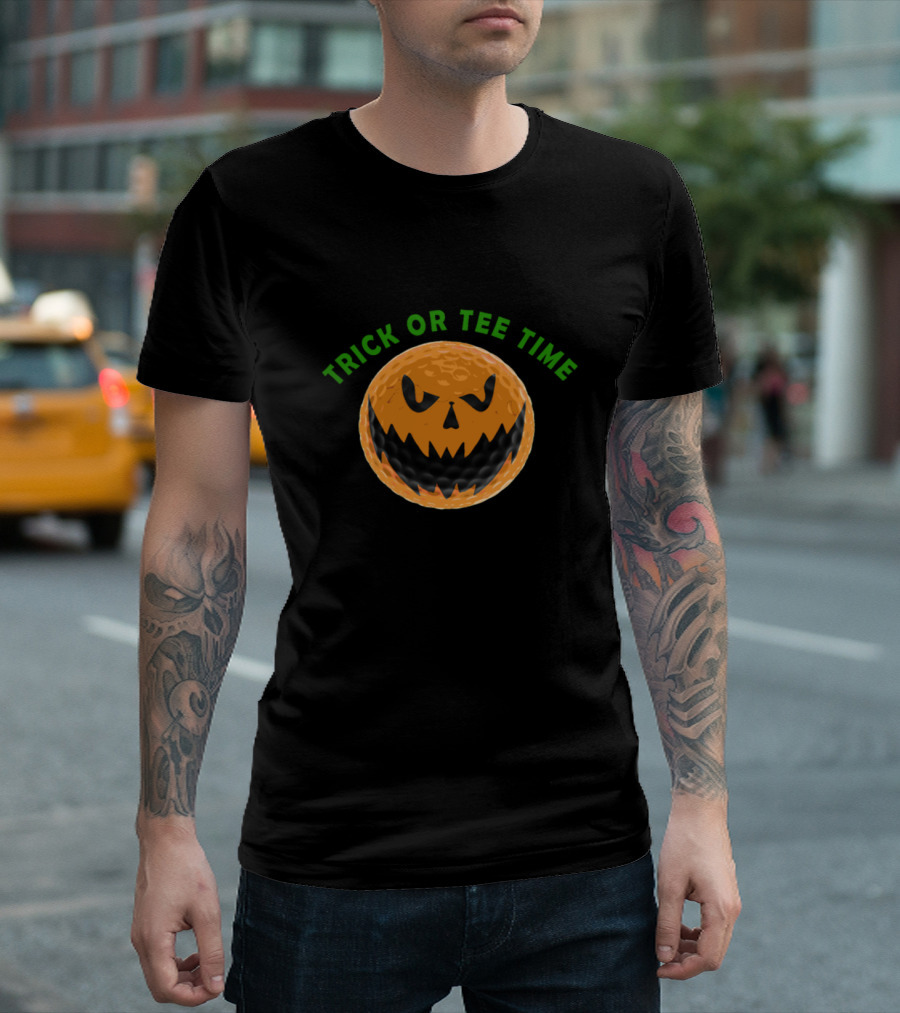 Trick or Tee Time Halloween Golf Jack-O'-Lantern Ball T-Shirt