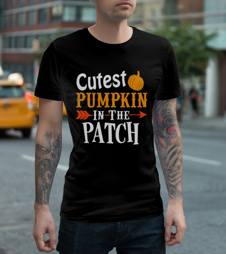 Cutest Pumpkin in the Patch With Orange Pumpkin and Arrow T-Shirt