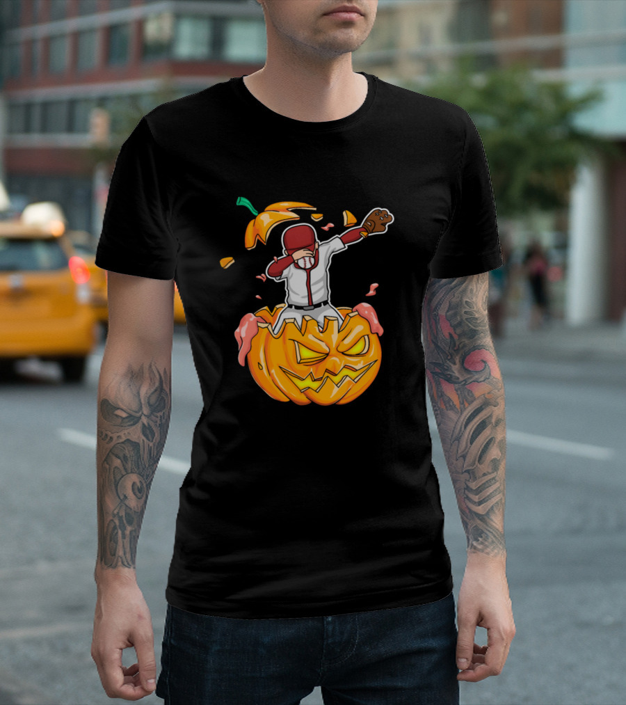 Baseball Player Dabbing In Halloween Pumpkin Dab Pose T-Shirt