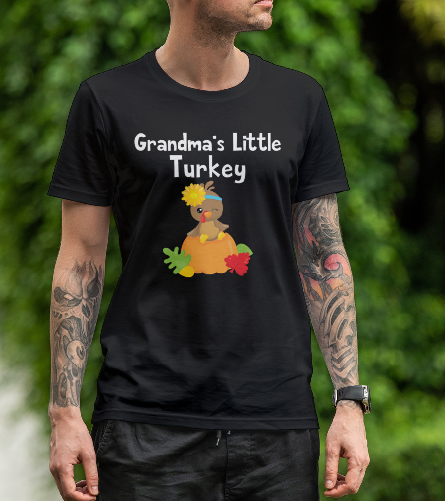 Grandma's Little Turkey Thanksgiving Pumpkin T-Shirt