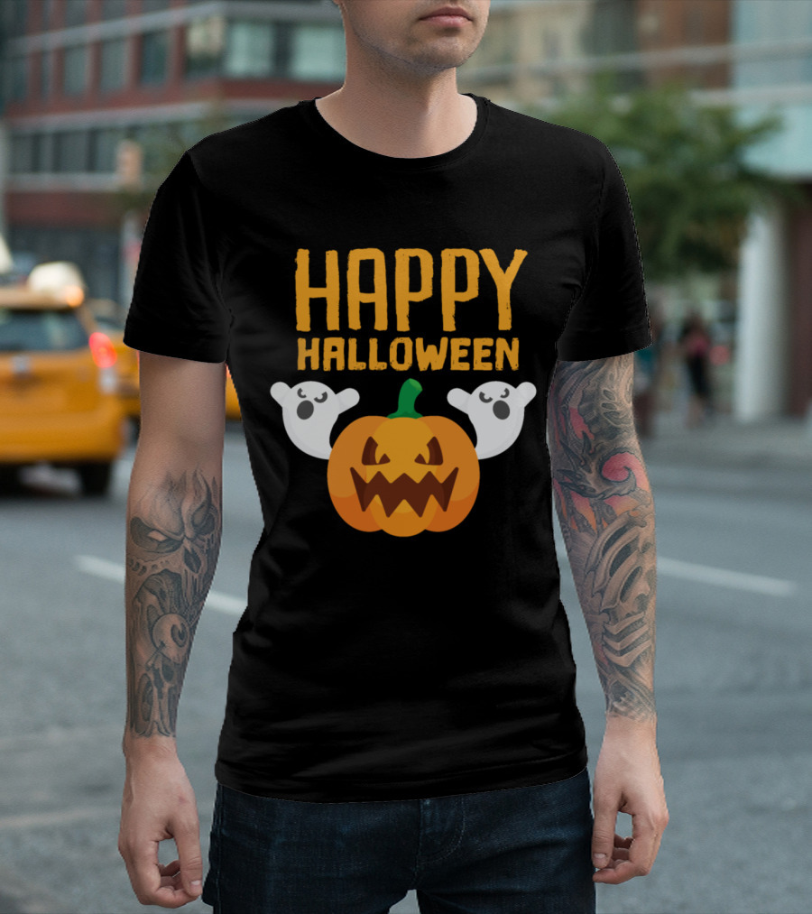 Happy Halloween Ghosts And Pumpkin T-Shirt