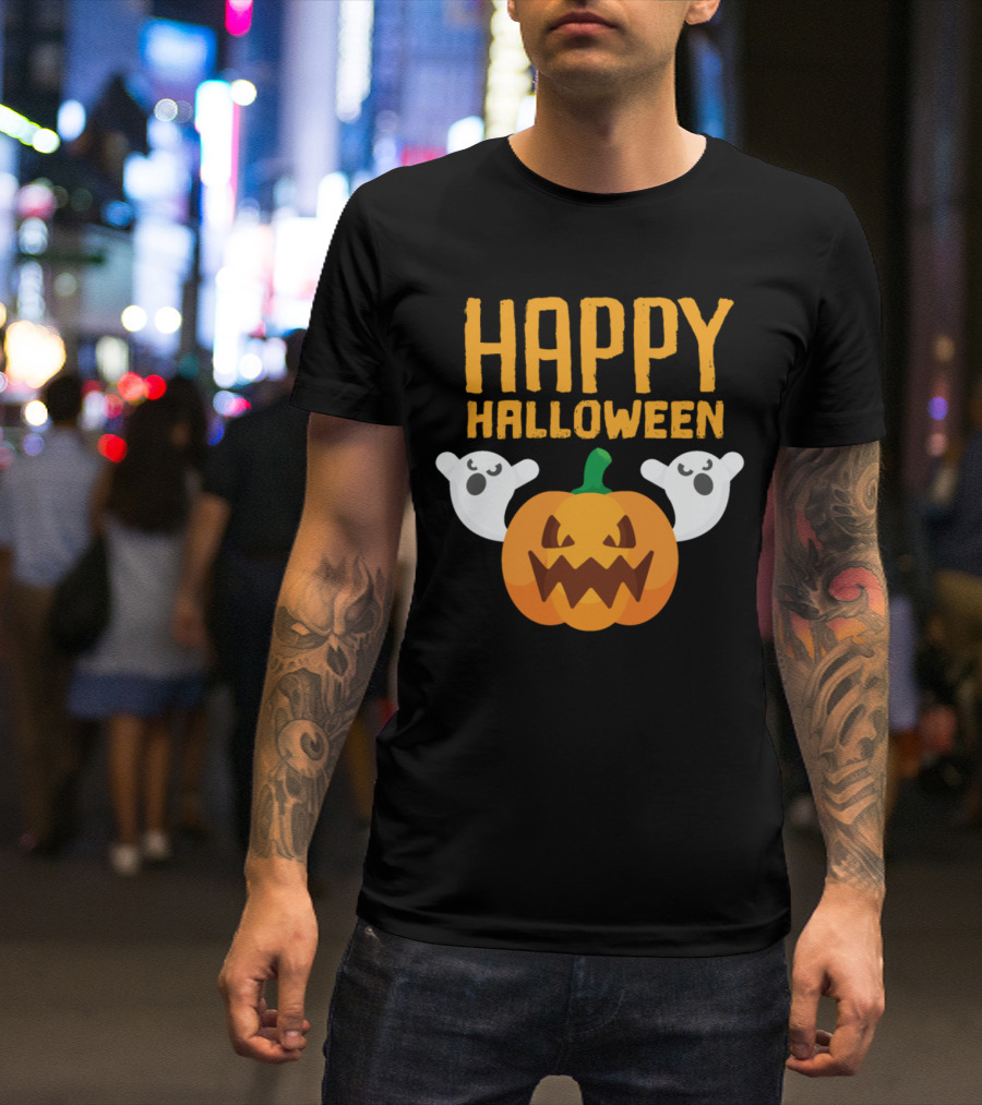 Happy Halloween Ghosts And Pumpkin T-Shirt