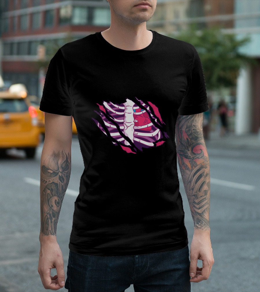 Zombie Skeleton Inner Ribs Torn Victim T-Shirt