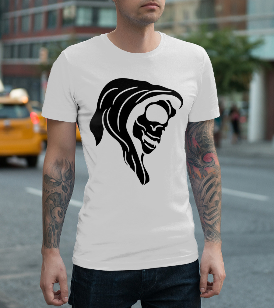 Death Evil Skeleton Skull Tattoo Cool Grim Reaper T-Shirt