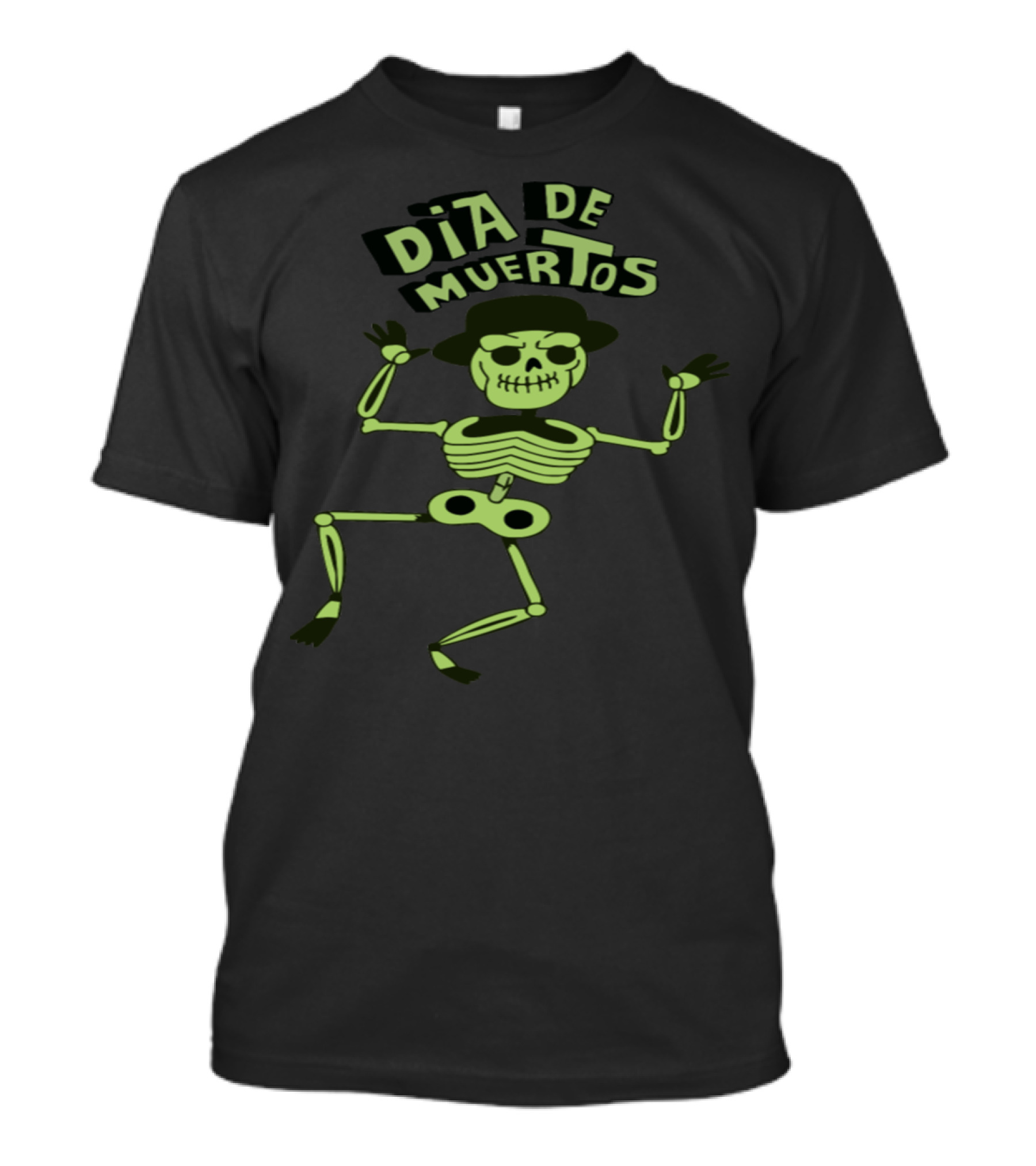 Día De Muertos Cute Skeleton Dance On Dark Grunge T-Shirt