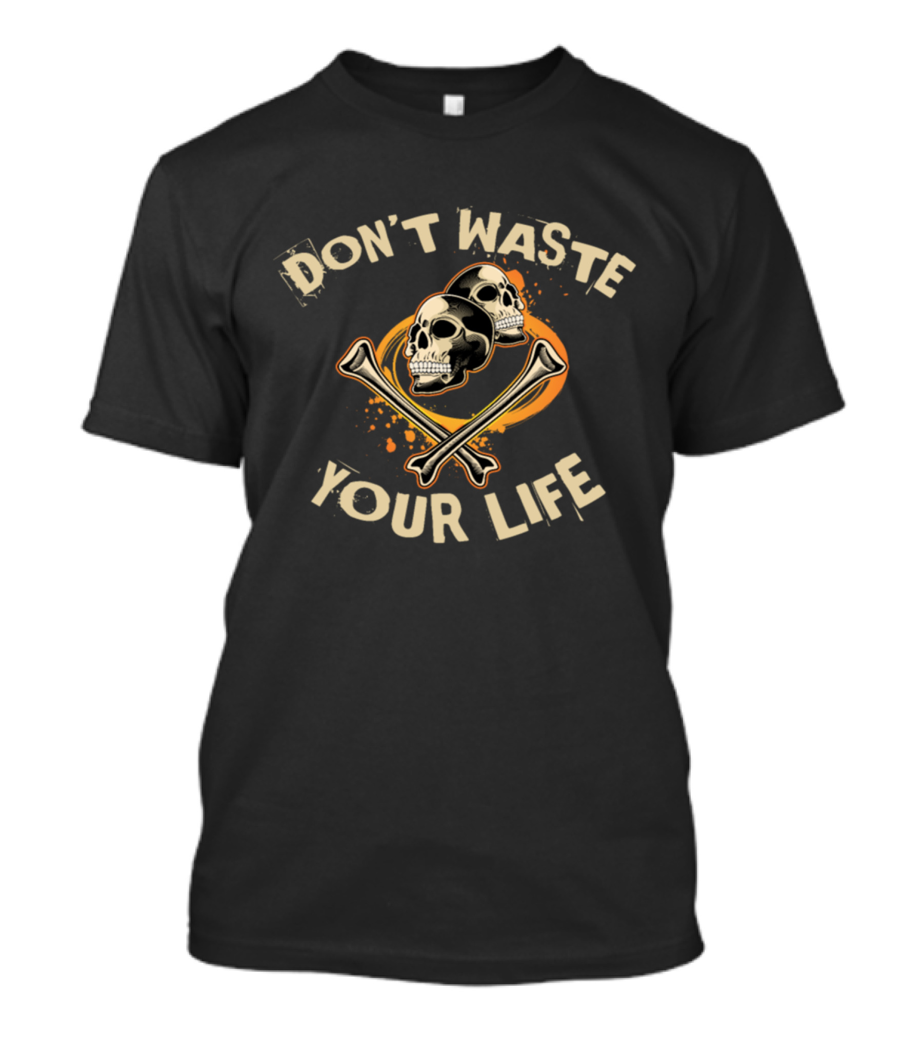 DON'T WASTE YOUR LIFE Skeleton Skull Bone T-Shirt