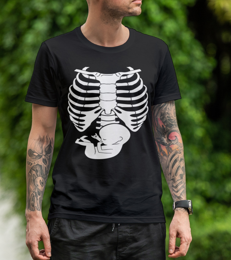 Baby Belly Pregnancy Skeleton Halloween Mom To Be T-Shirt