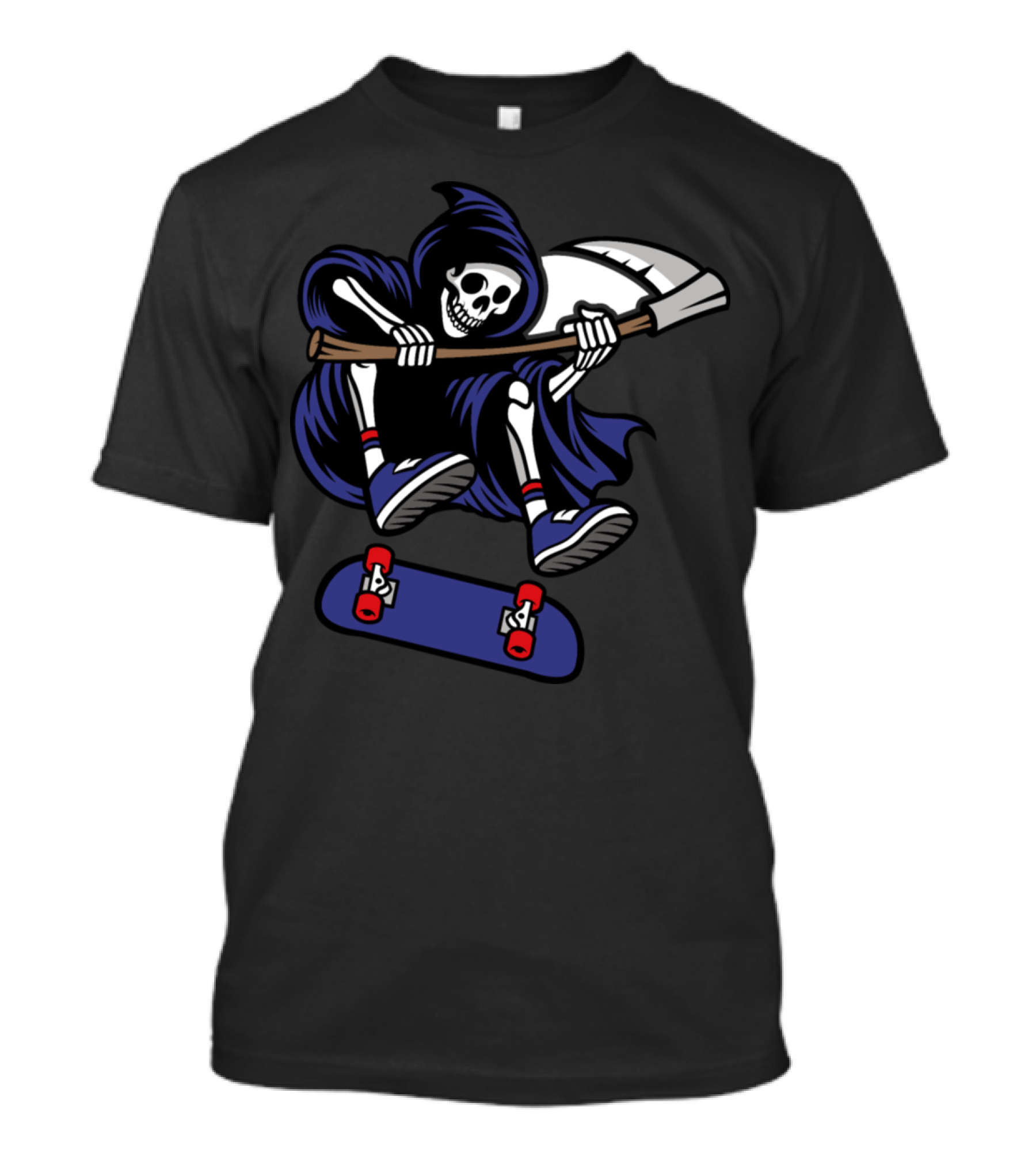 T Skeleton Grim Reaper Skateboard Streetwear Cool Vector T-Shirt