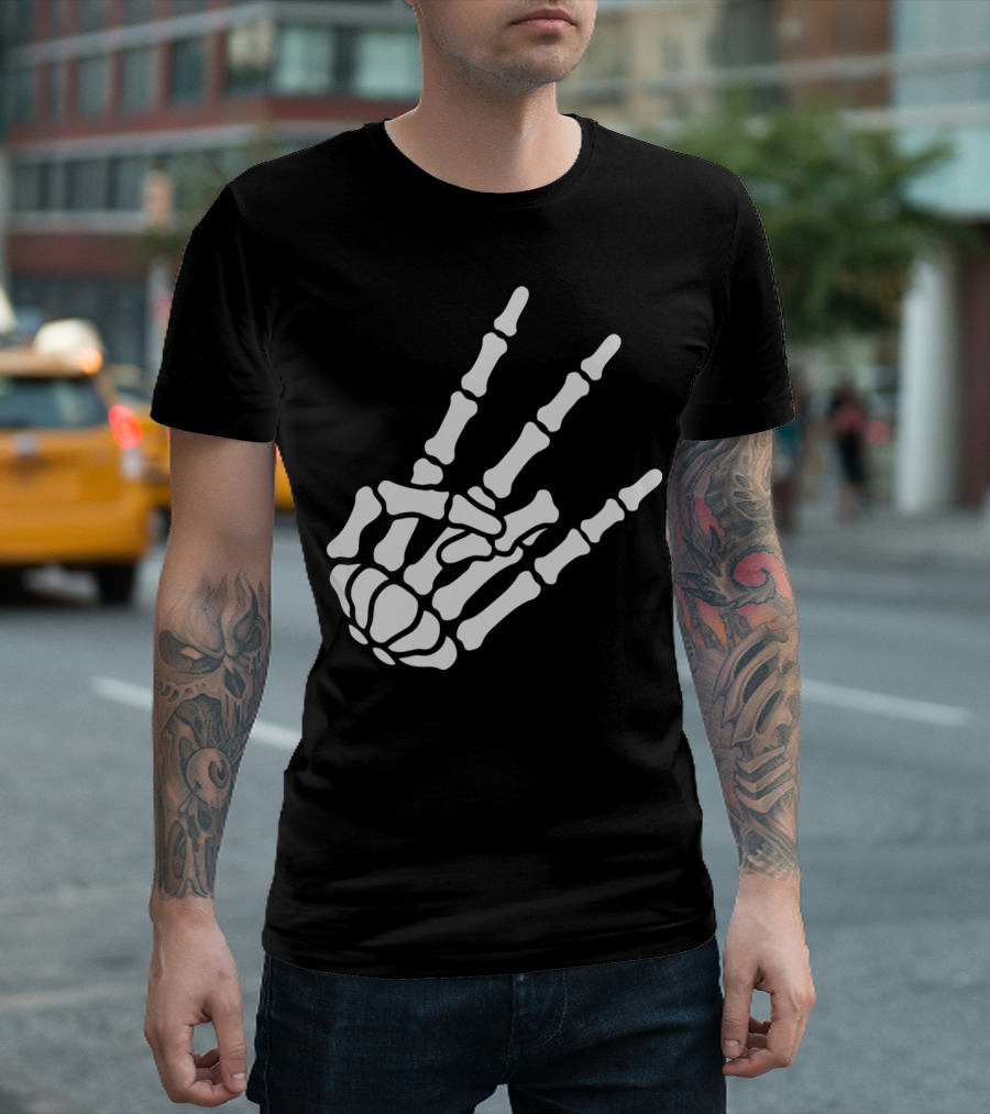 Shocker Skeleton Hand Bones Gesture T-Shirt