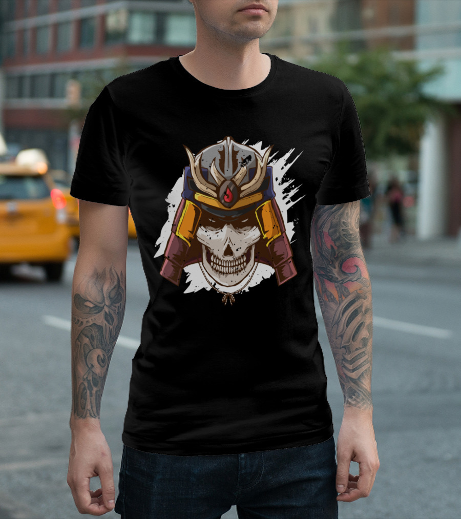 Samurai Skeleton Helmet Armor Mask T-Shirt