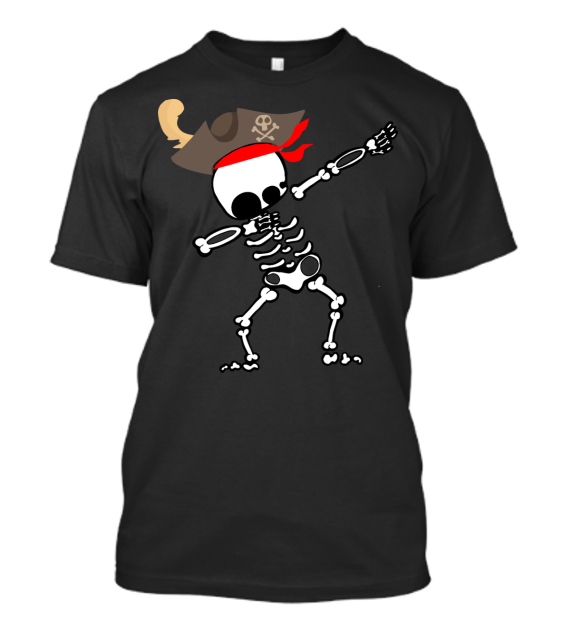 Dabbing Skeleton In Pirate Hat With Skull And Crossbones T-Shirt