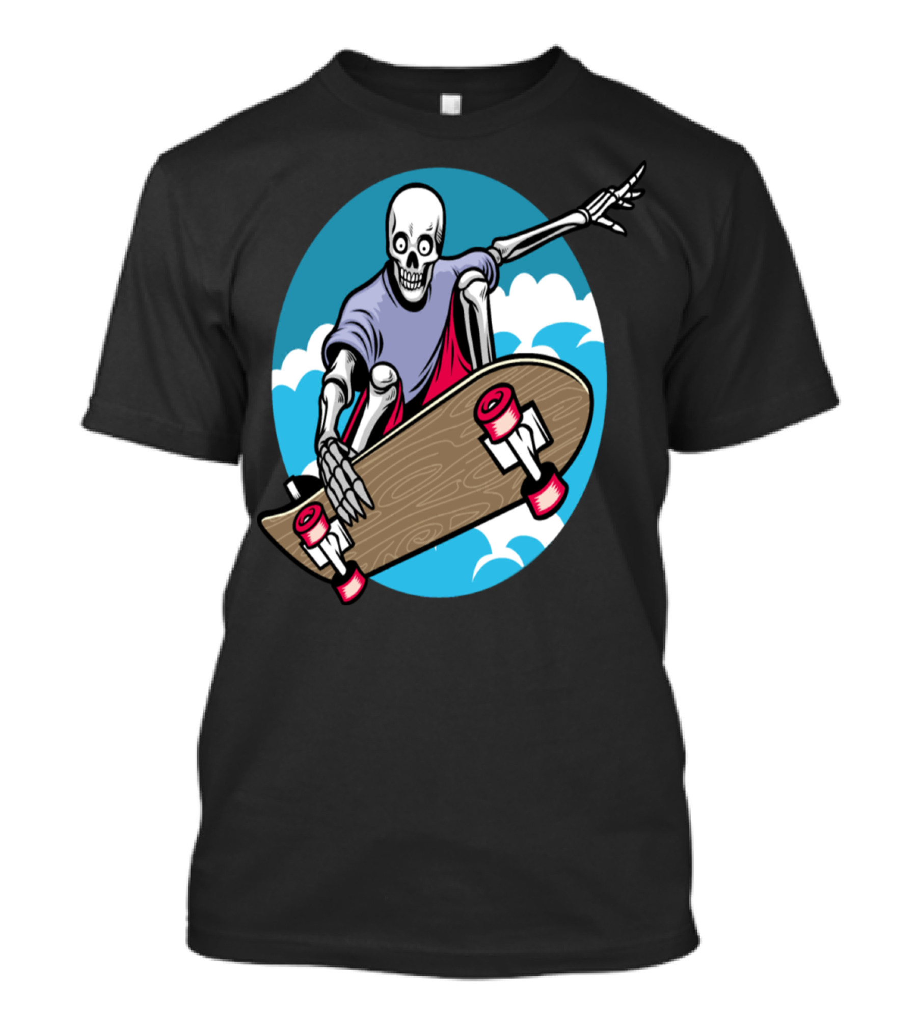 T Skeleton Skateboarder Streetwear Skull Vector T-Shirt