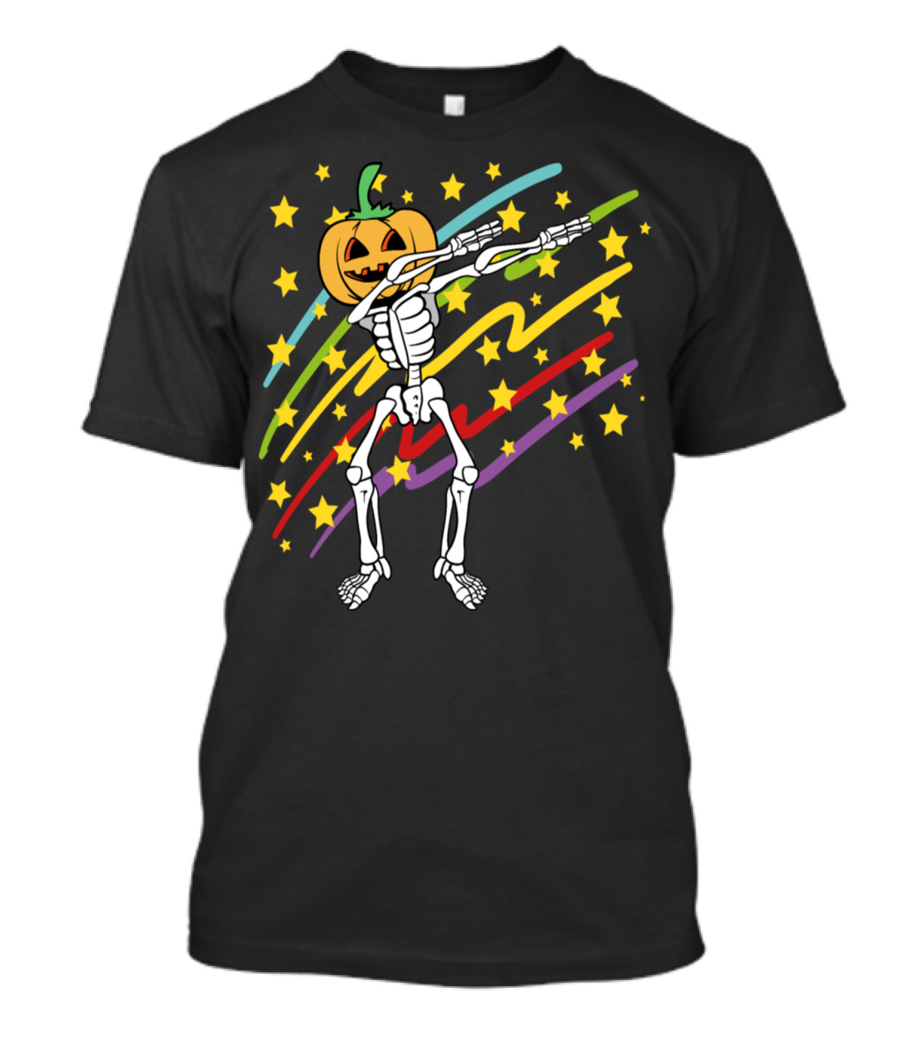 Dabbing Pumpkin Skeleton Halloween Disco Party Music Stars T-Shirt