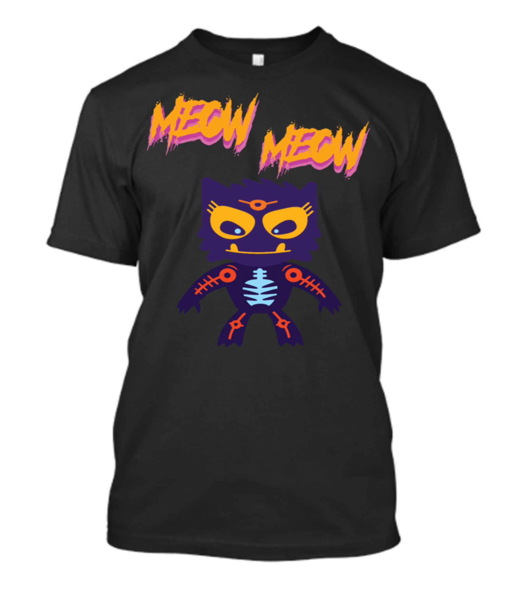 Meow Meow Halloween Cat Kitten Skeleton Zombie Cat T-Shirt