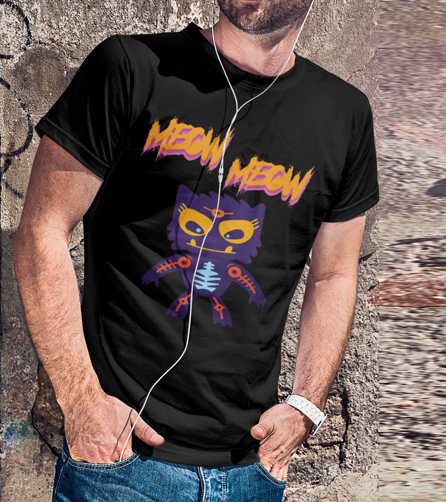 Meow Meow Halloween Cat Kitten Skeleton Zombie Cat T-Shirt