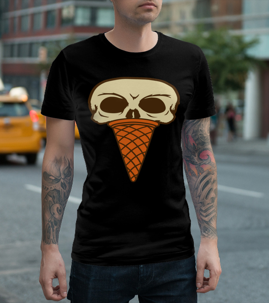 Ice Skull Skeleton Creepy Cone T-Shirt