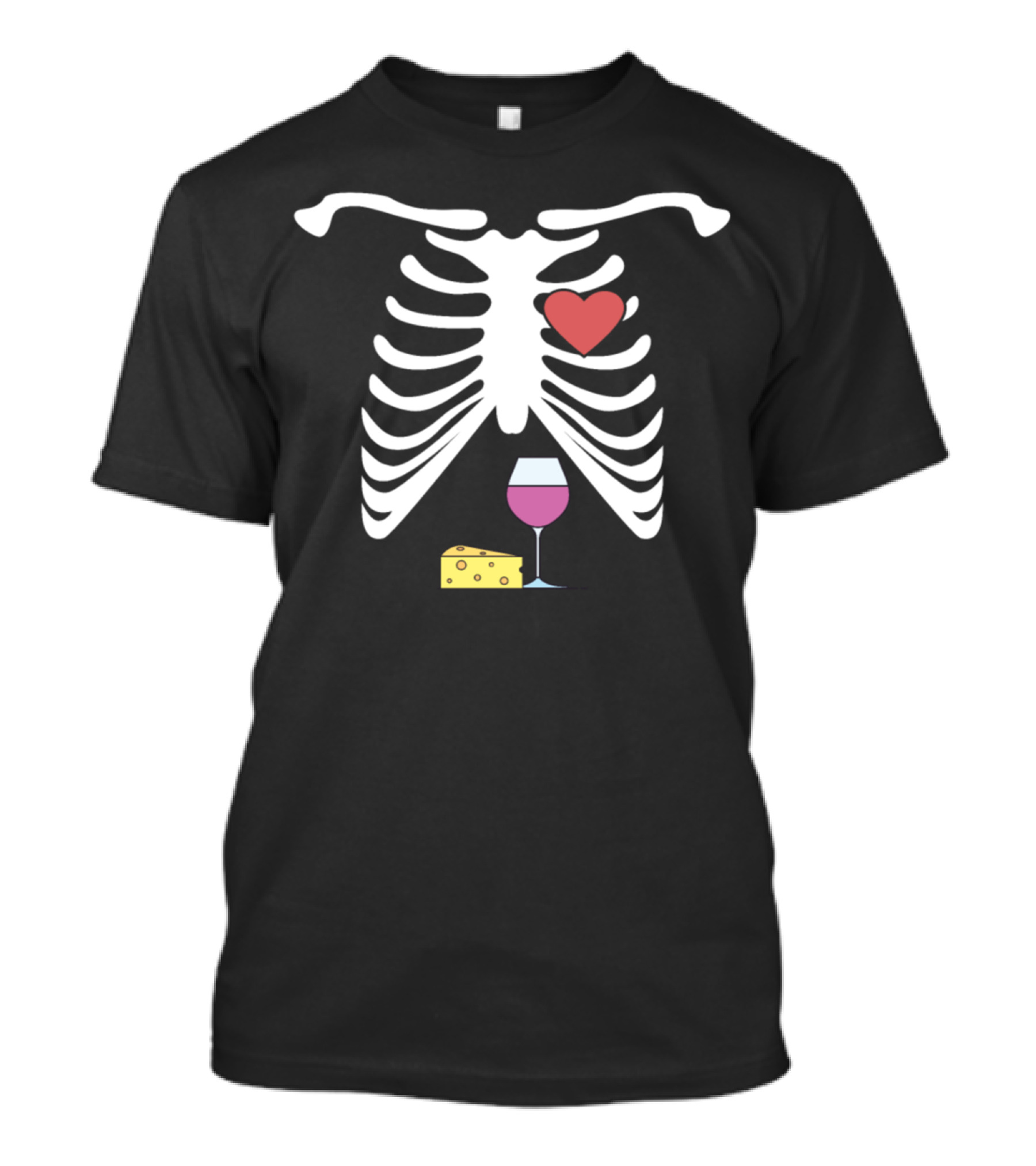 Skeleton Pregnancy Heart Cheese Wine XRay T-Shirt