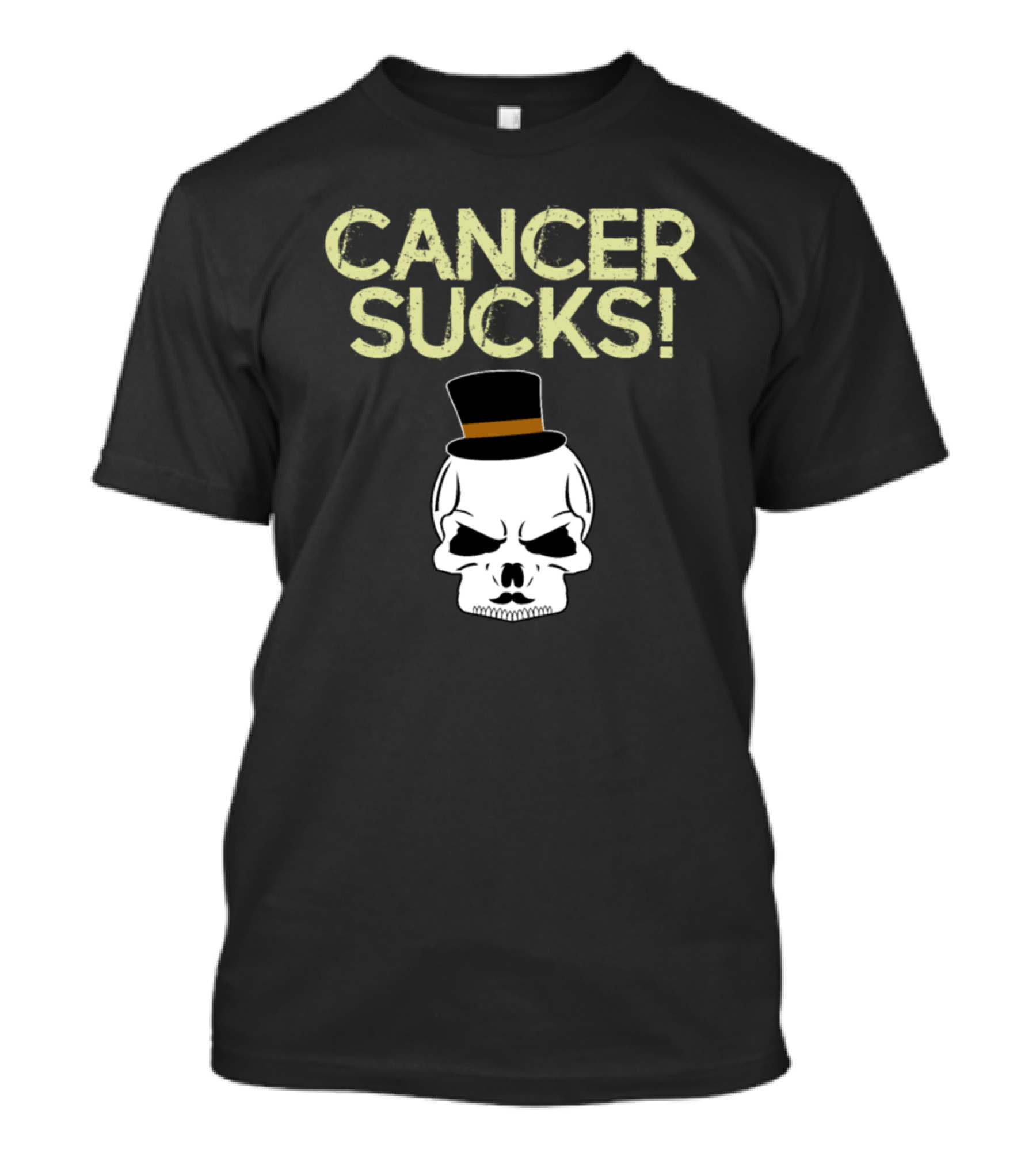CANCER SUCKS Skull Top Hat T-Shirt