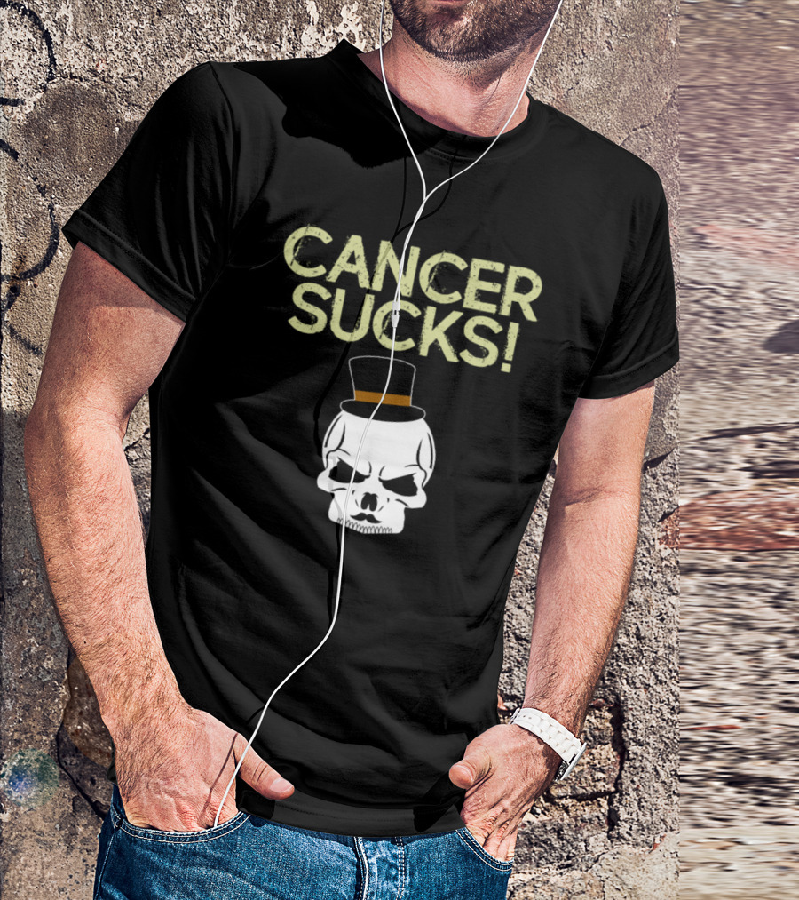 CANCER SUCKS Skull Top Hat T-Shirt