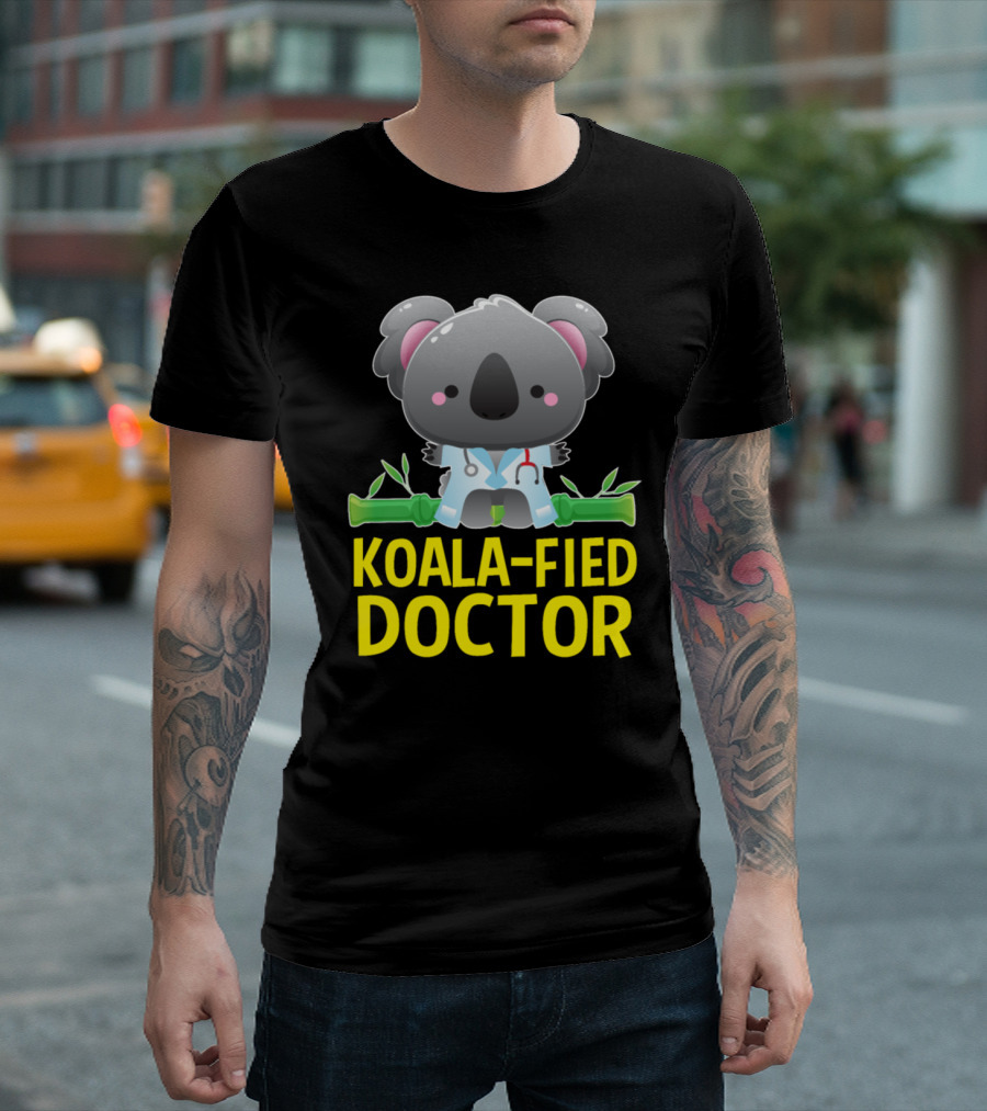 Koala-Fied Doctor Pun With Koala In Medical Attire On Bamboo T-Shirt