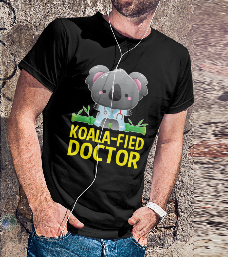 Koala-Fied Doctor Pun With Koala In Medical Attire On Bamboo T-Shirt