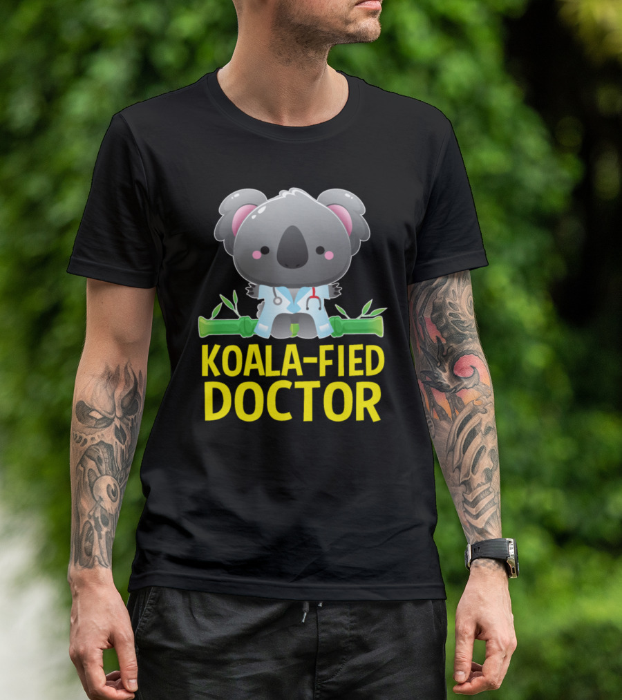 Koala-Fied Doctor Pun With Koala In Medical Attire On Bamboo T-Shirt