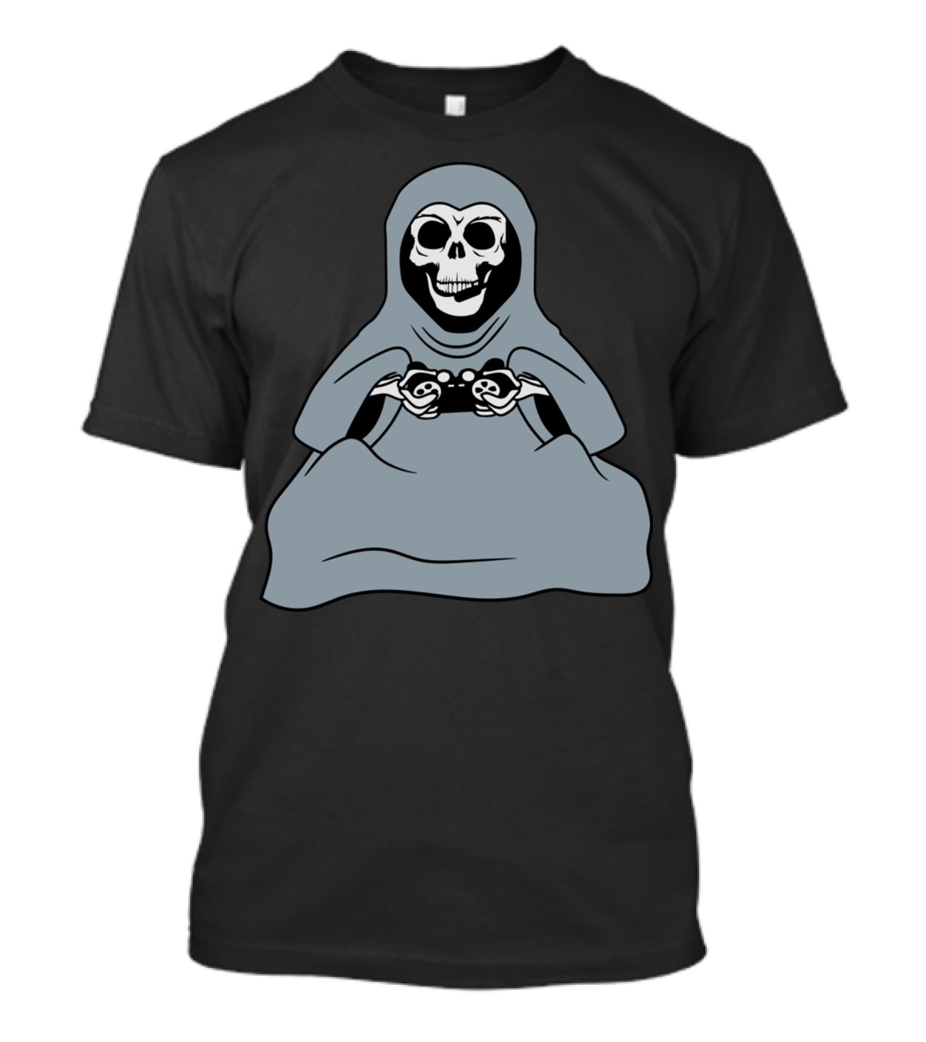 Sitting Grim Reaper Skull Gamer Headset Controller T-Shirt
