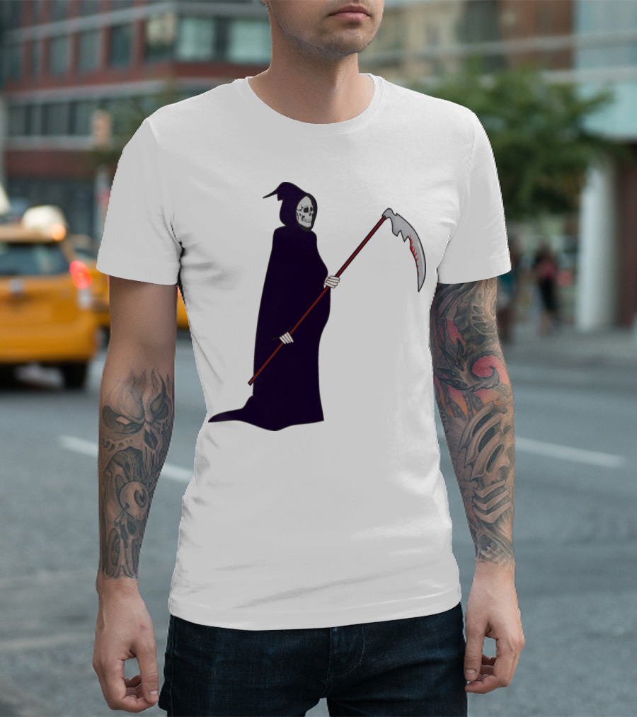 Reaper Halloween Monster Zombie Horror Skeleton Scythe T-Shirt