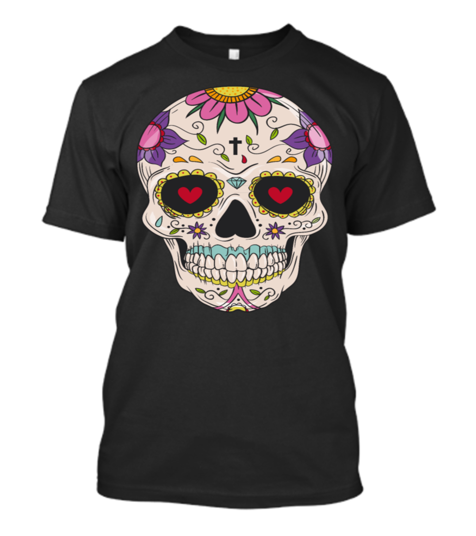 Sugar Skull Day Of The Dead Floral T-Shirt