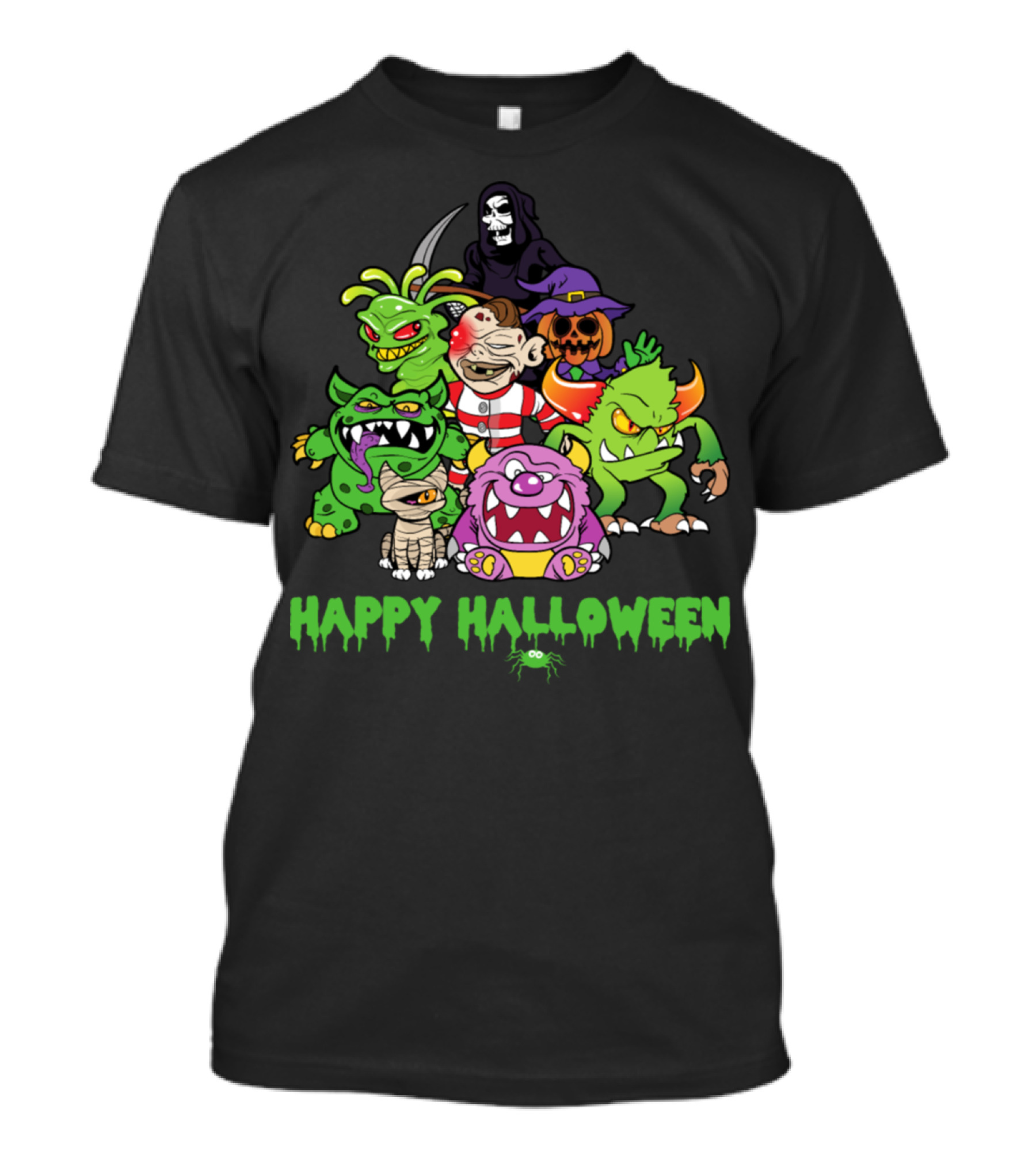 Happy Halloween Monster Zombie Horror Pumpkin Bone Creepy Creatures T-Shirt
