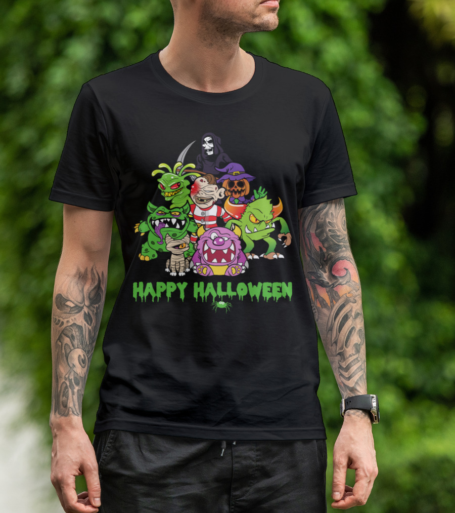 Happy Halloween Monster Zombie Horror Pumpkin Bone Creepy Creatures T-Shirt
