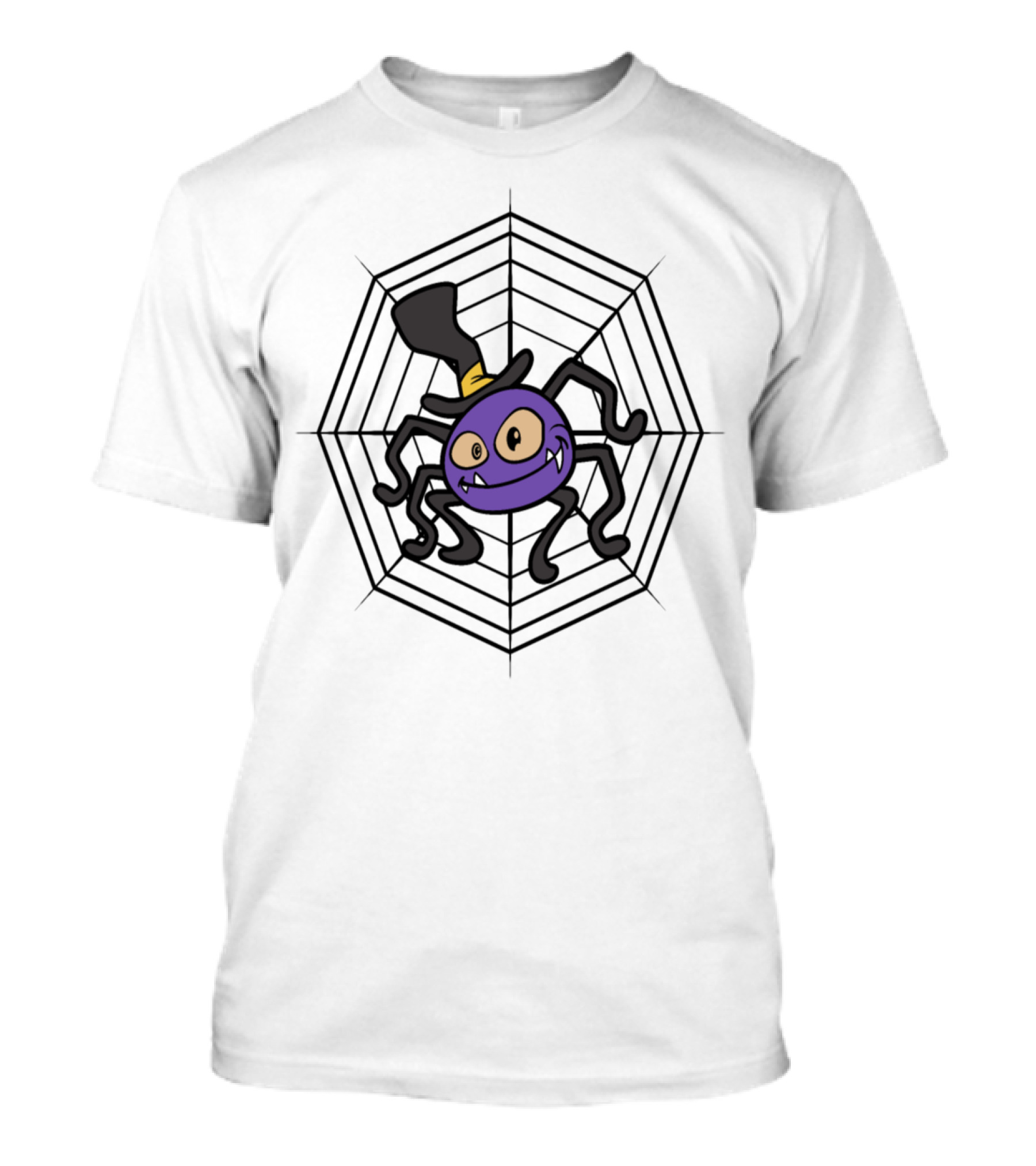 Purple Spider In Top Hat Halloween Monster Zombie Horror T-Shirt