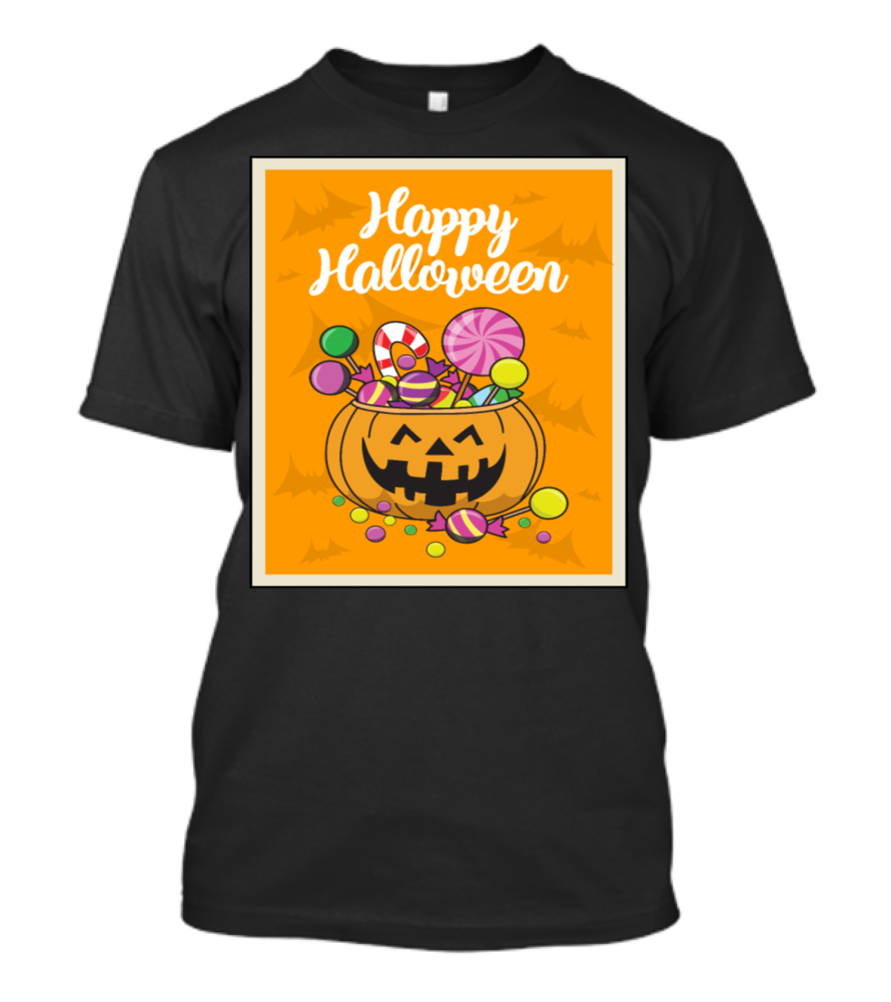Happy Halloween Pumpkin With Sweets And Candy T-Shirt