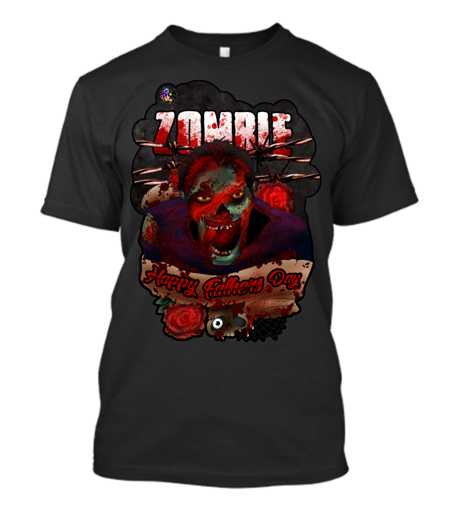 Zombie Happy Father's Day With Roses And Skull T-Shirt