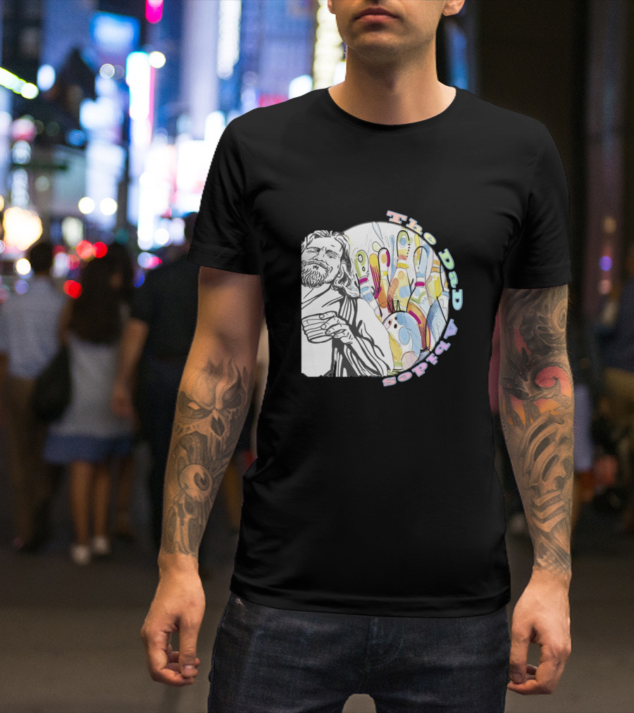 The Dad Abides Bowling Graphic With Leisurely Character And Pins T-Shirt