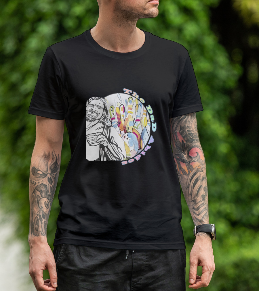 The Dad Abides Bowling Graphic With Leisurely Character And Pins T-Shirt