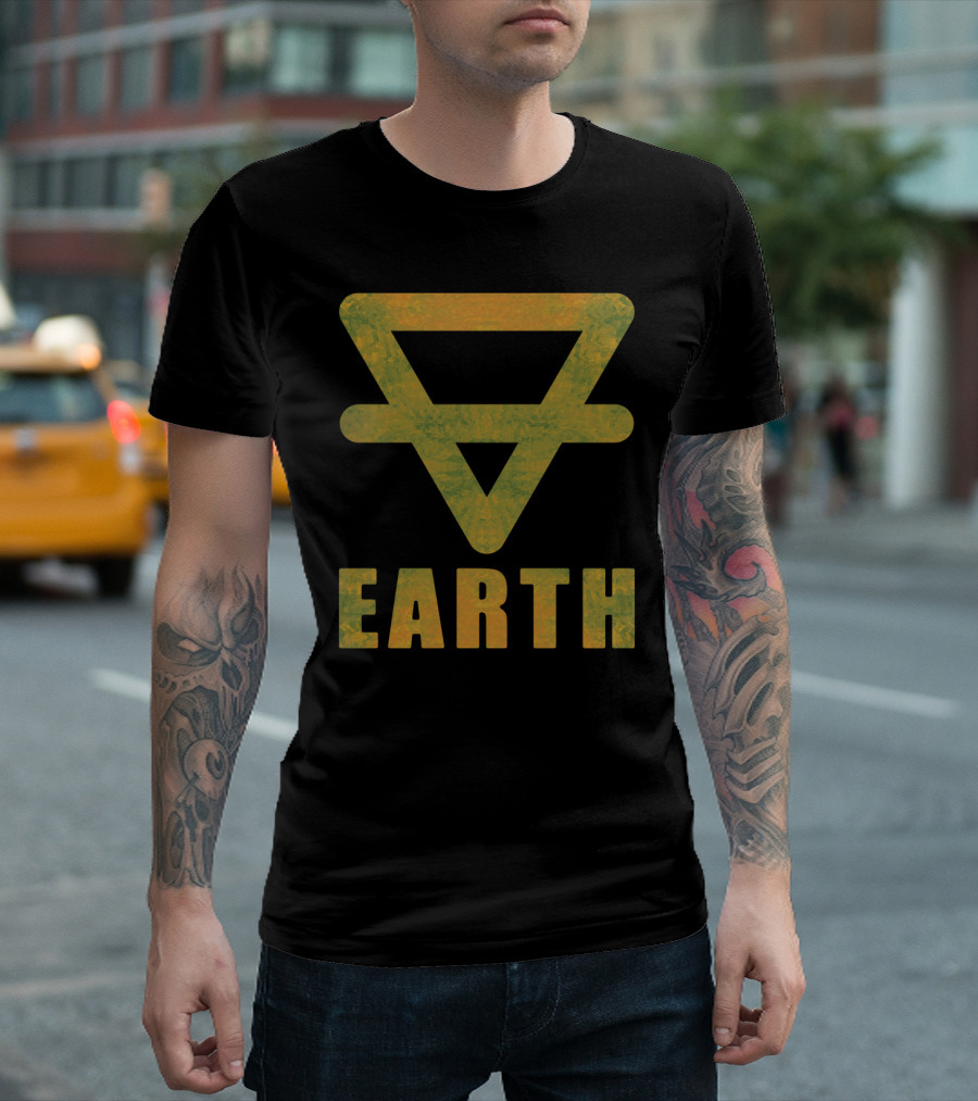 Earth Element Symbol Triangle Icon with Text T-Shirt