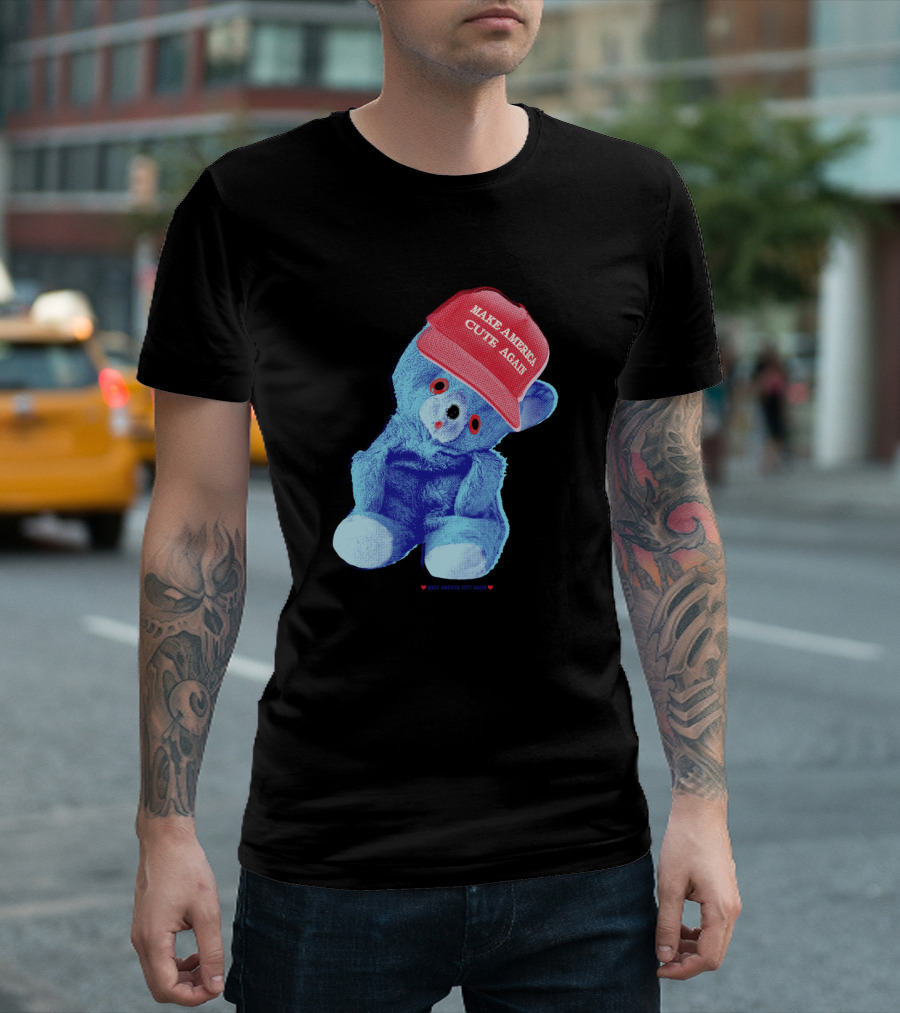 Make America Cute Again Bear Red Cap Blue Plush Toy T-Shirt