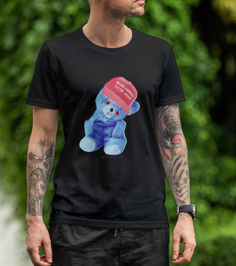 Make America Cute Again Bear Red Cap Blue Plush Toy T-Shirt
