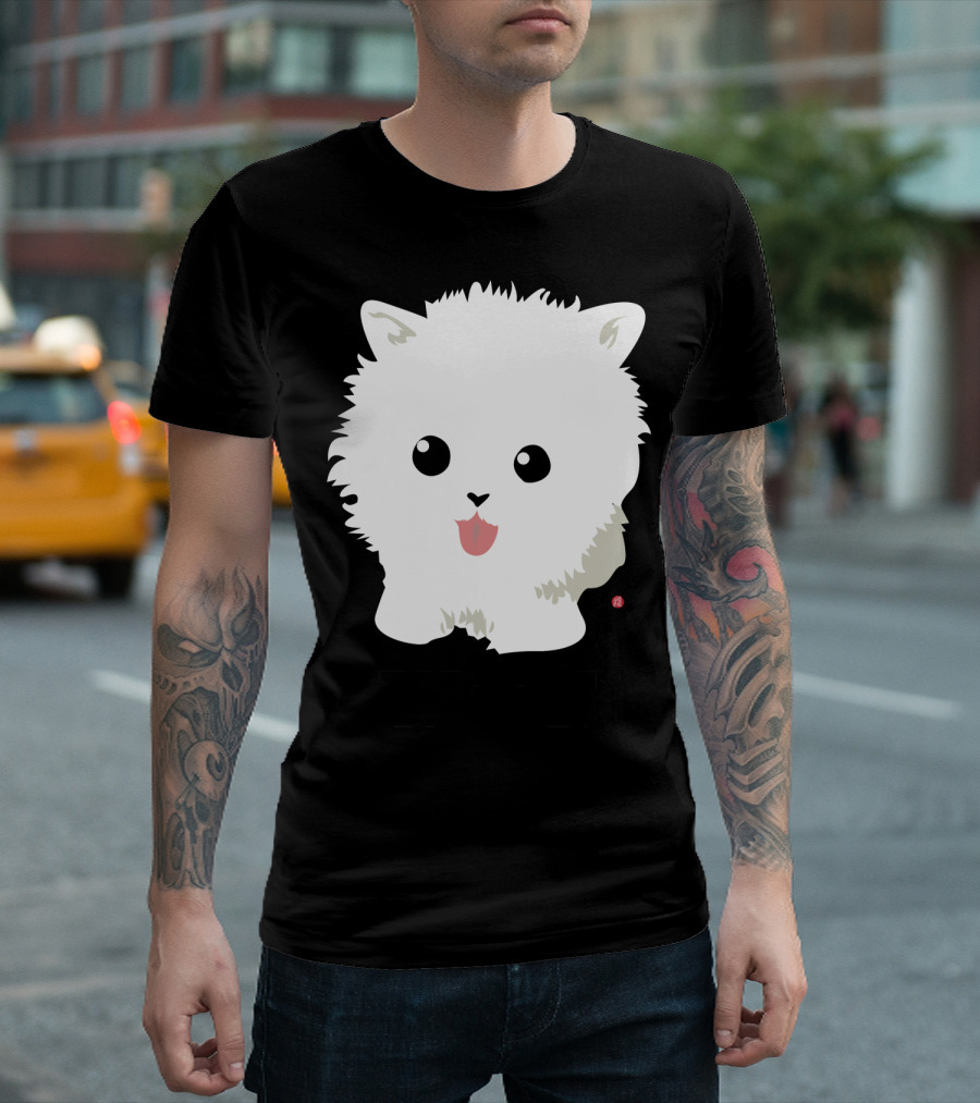 Woof Cute Pomeranian Poof Ball Dog T-Shirt