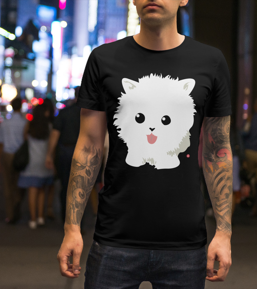 Woof Cute Pomeranian Poof Ball Dog T-Shirt