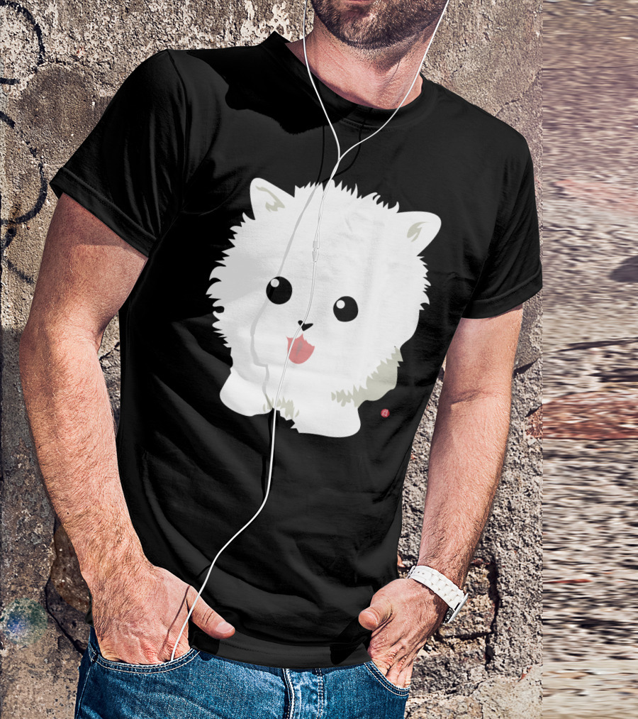 Woof Cute Pomeranian Poof Ball Dog T-Shirt