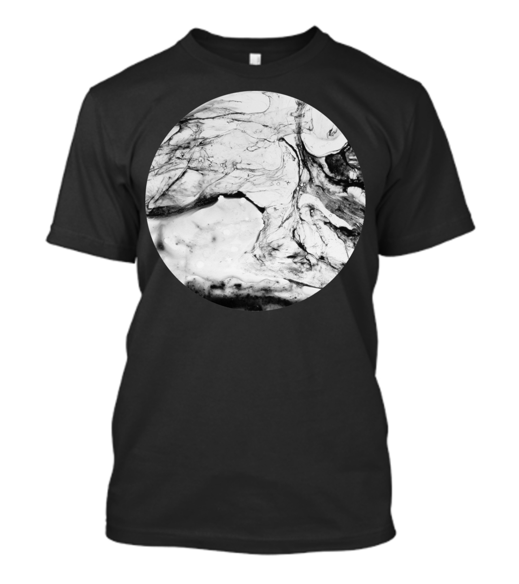Monochrome Fluid Ink Circle Abstract Swirl T-Shirt