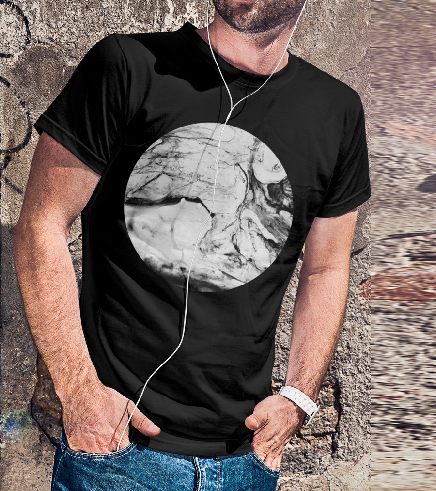 Monochrome Fluid Ink Circle Abstract Swirl T-Shirt