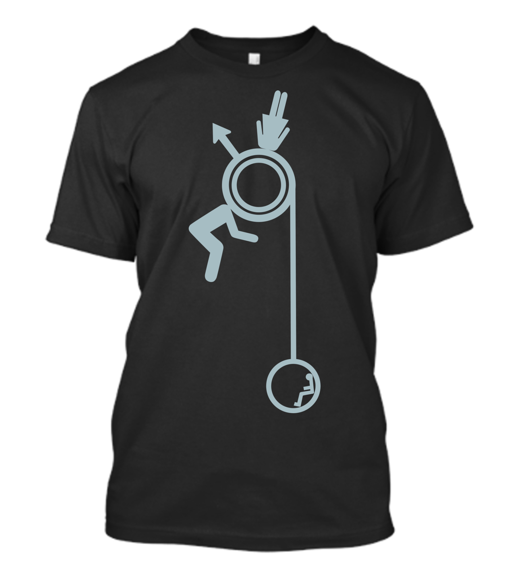 Circle Head Stick Figure Climbing Abstract Symbol With Arrow And Crack T-Shirt