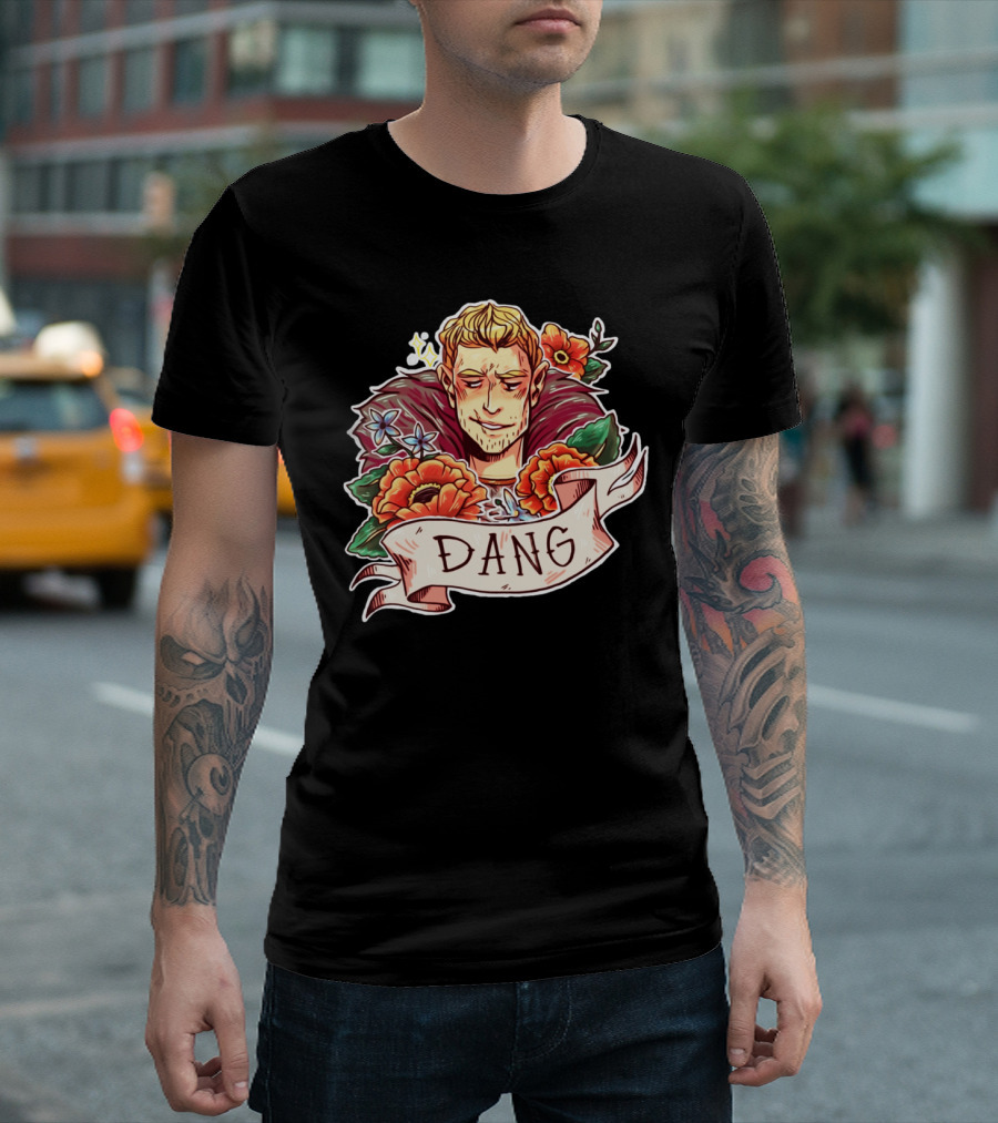 Dang Floral Portrait Commander with Vibrant Flowers T-Shirt