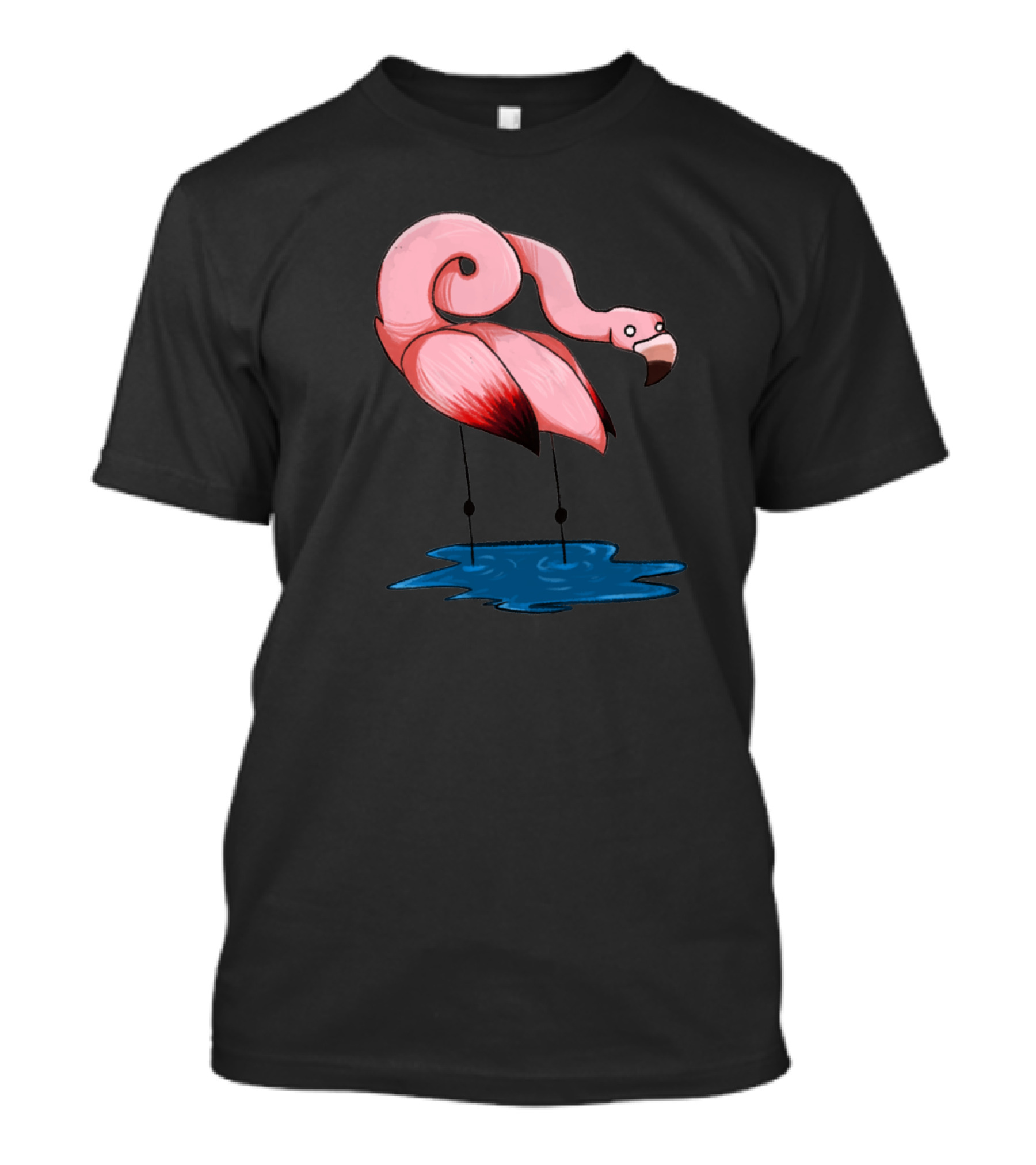Loopy Birb Flamingo Spiral Head Standing In Water T-Shirt