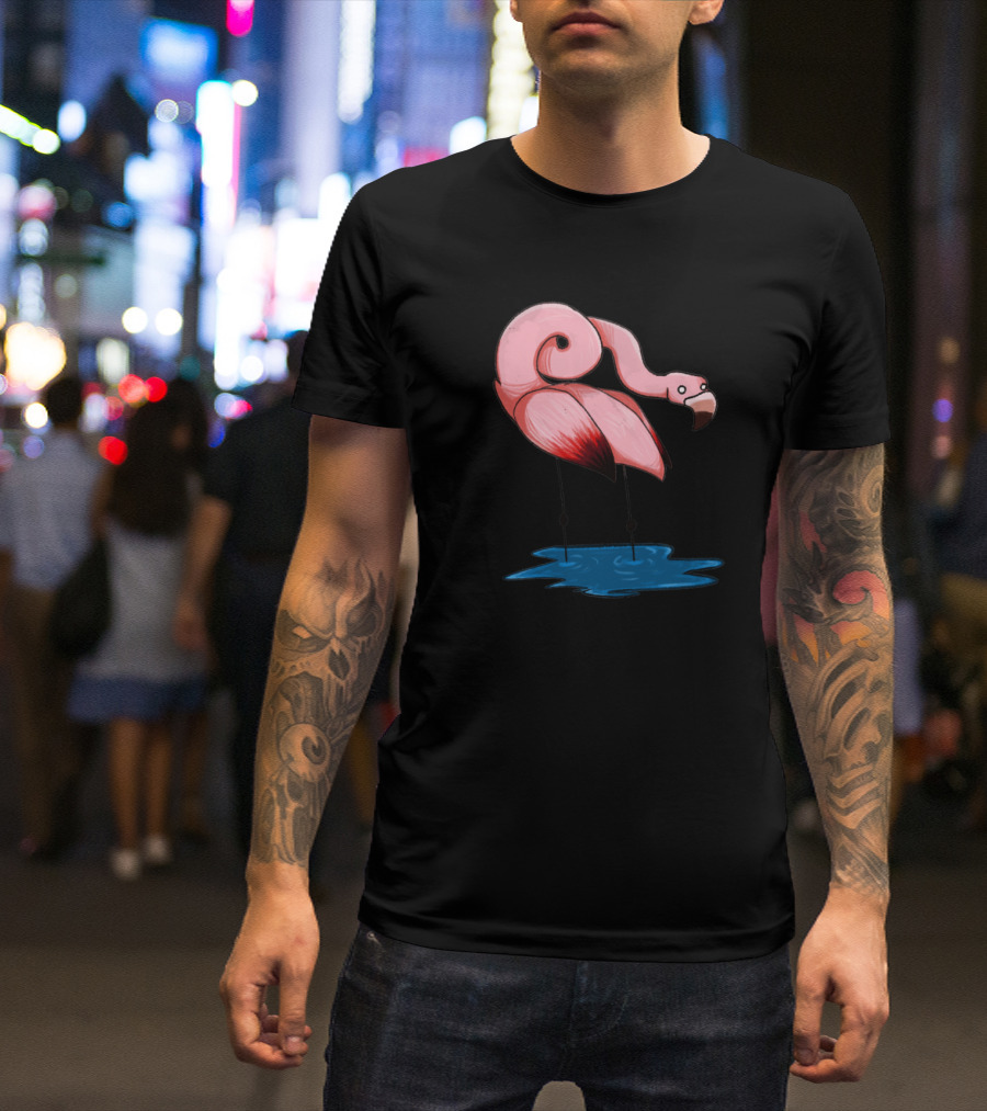 Loopy Birb Flamingo Spiral Head Standing In Water T-Shirt