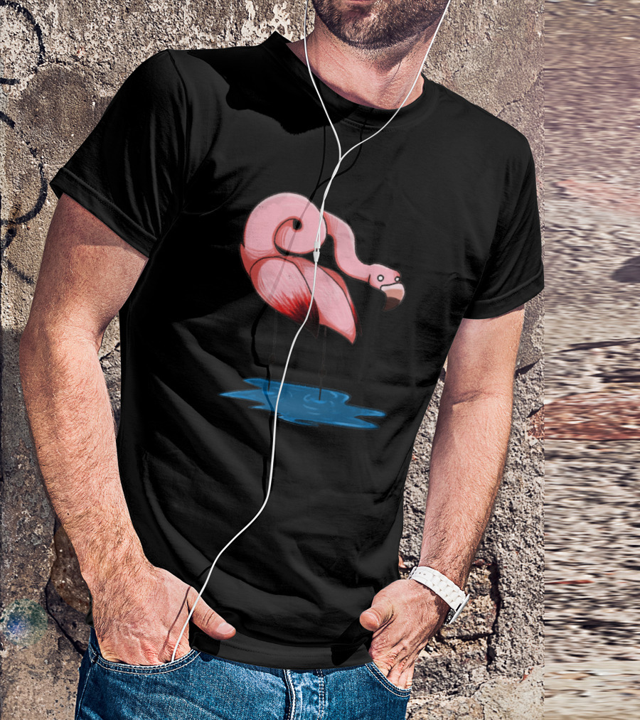 Loopy Birb Flamingo Spiral Head Standing In Water T-Shirt