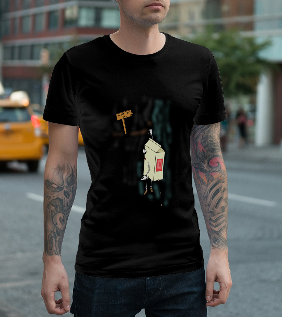Ledge an' Dairy Wait for It Dad Joke Milk Carton Cliffhanger T-Shirt